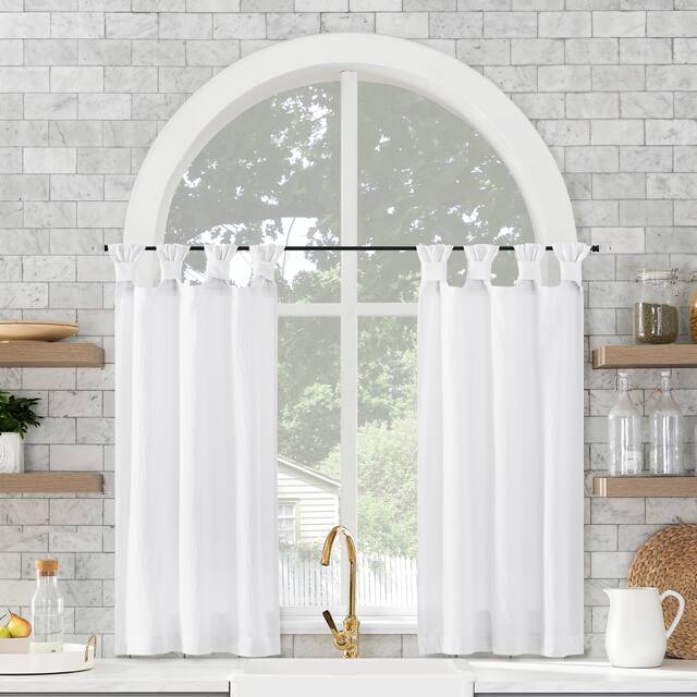 Archaeo Washed Cotton Twist Tab Cafe Curtain Pair - White - 52" x 36"