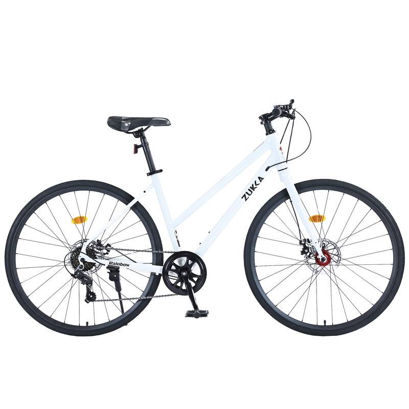 7 Speed Hybrid Bike Disc Brake 700c Road Bike For Men Women'S City Bicycle