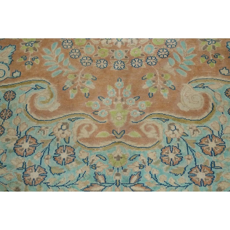 Hand Knotted Oriental 100% Wool Carpet Traditional Floral Oranges & Rust Kerman Area Rug - 12' 10'' X 9' 7''