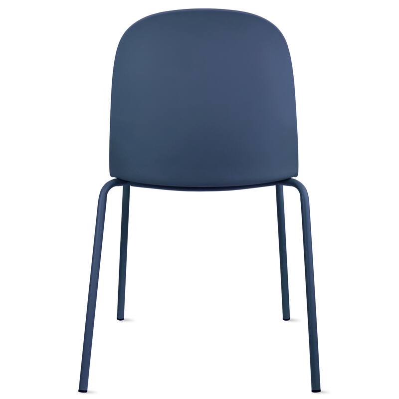 Set of 4 Modern Dining Side Chairs, Armless Molded Plastic Shell Seat with Metal Legs, Stackable Contemporary Chairs