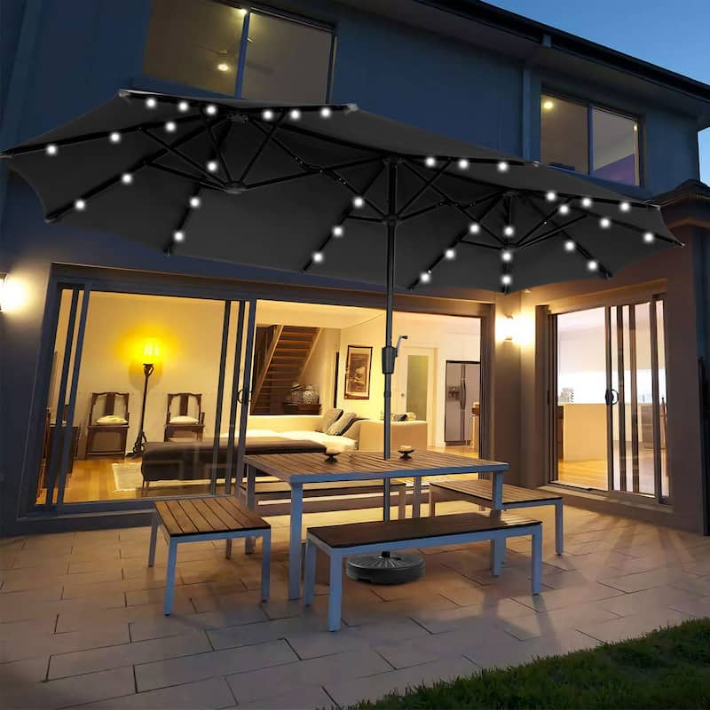 Autlaycil 13 ft Patio Umbrella with Crank For Outdoor Umbrella Base Included - Black+Light