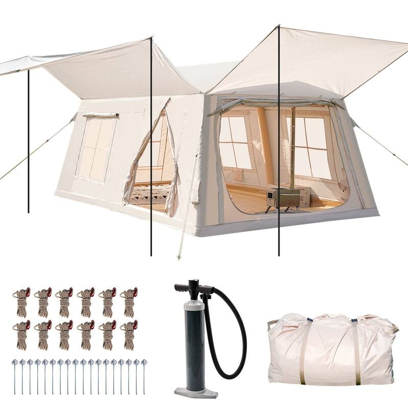 8-10 Person Inflatable Camping Tent with Oversized Awning, Easy Setup