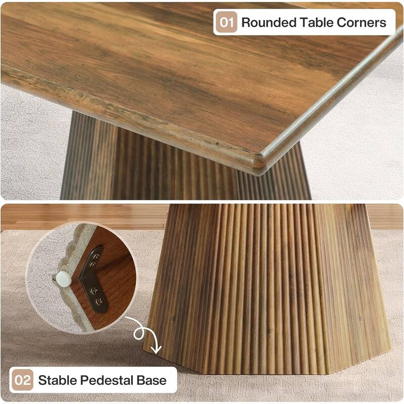 31.5 Square Dining Table Kitchen Table with Fluted Pedestal Base