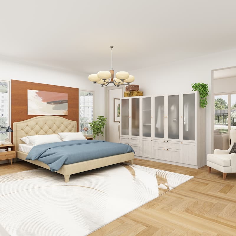 Combo Large Frosted Glass Closet: Versatile Wardrobe Options Armoires