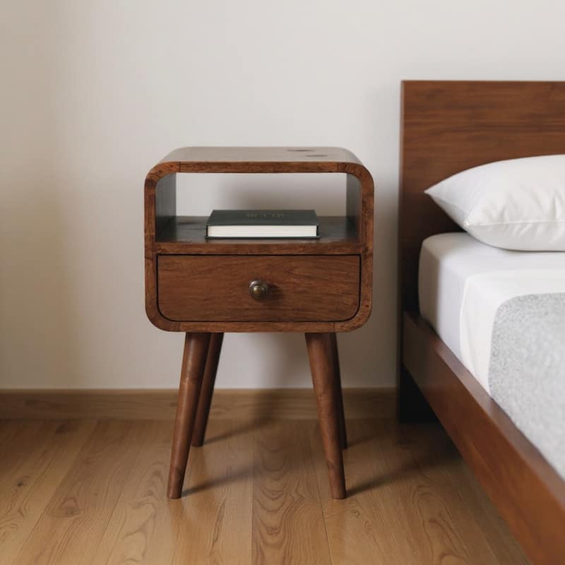 HomeRoots 22" Brown Solid Wood Square One Drawer Nightstand - Brown - 1-drawer