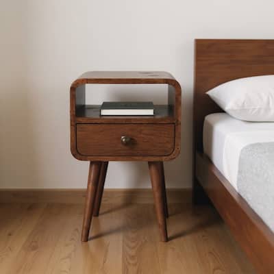 HomeRoots 22" Brown Solid Wood Square One Drawer Nightstand