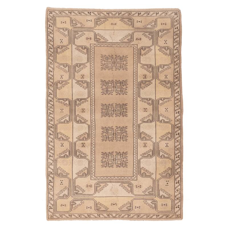 ECARPETGALLERY Hand-knotted Melis Vintage Beige Wool Rug - 4'1 x 6'3