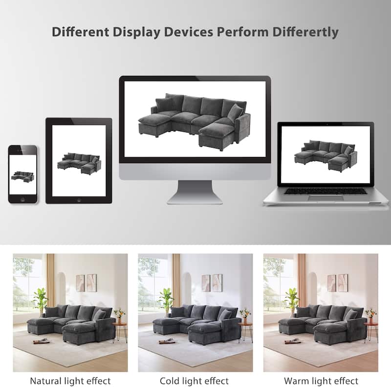 Chenille Sectional Sofa Sets, Modular Freely Combinable Couch