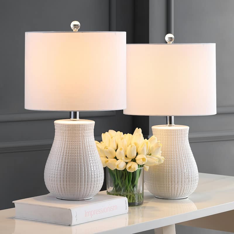 SAFAVIEH Lighting Nanja 21" LED Table Lamp (Set of 2) - 12"x12"x21" - 12Wx12Dx21H