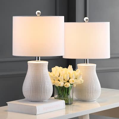 SAFAVIEH Lighting Nanja 21" LED Table Lamp (Set of 2) - 12"x12"x21" - 12Wx12Dx21H