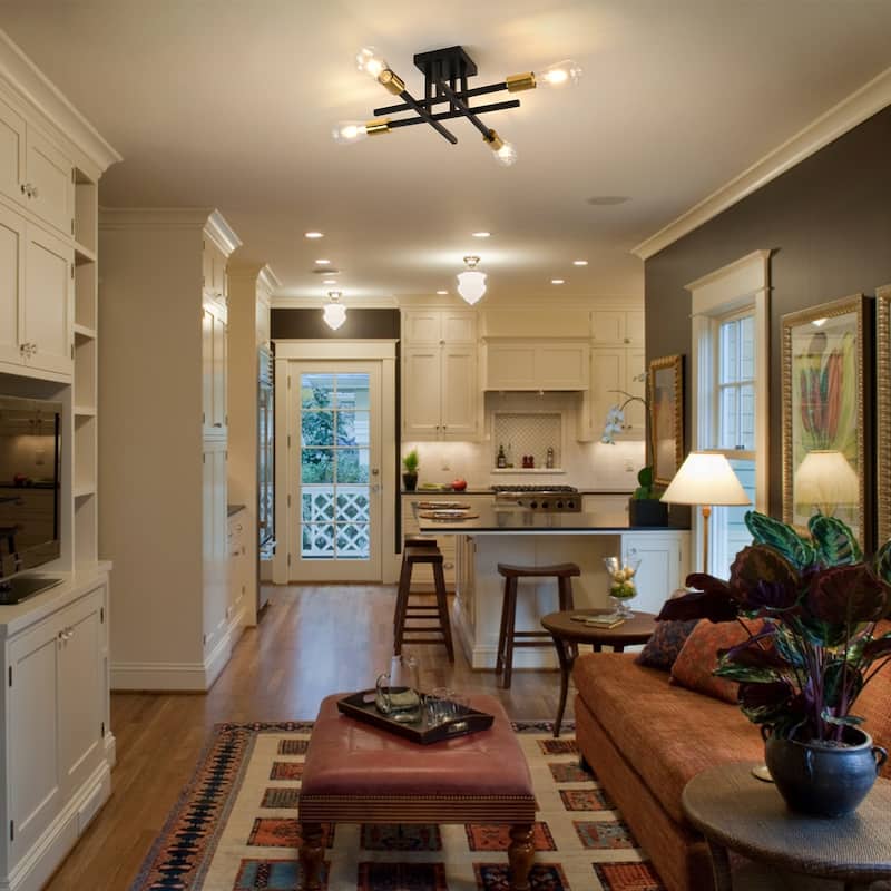 4-Light Modern Semi-Flush Mount Light for Kitchen Bedroom Living Room