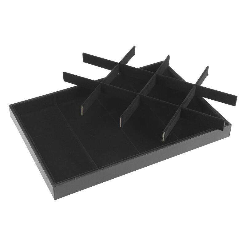 Set of 2 Stackable Velvet Jewelry Organizer Trays with Removable Dividers for Drawers, Jewelry Organizer Drawer Case Storage