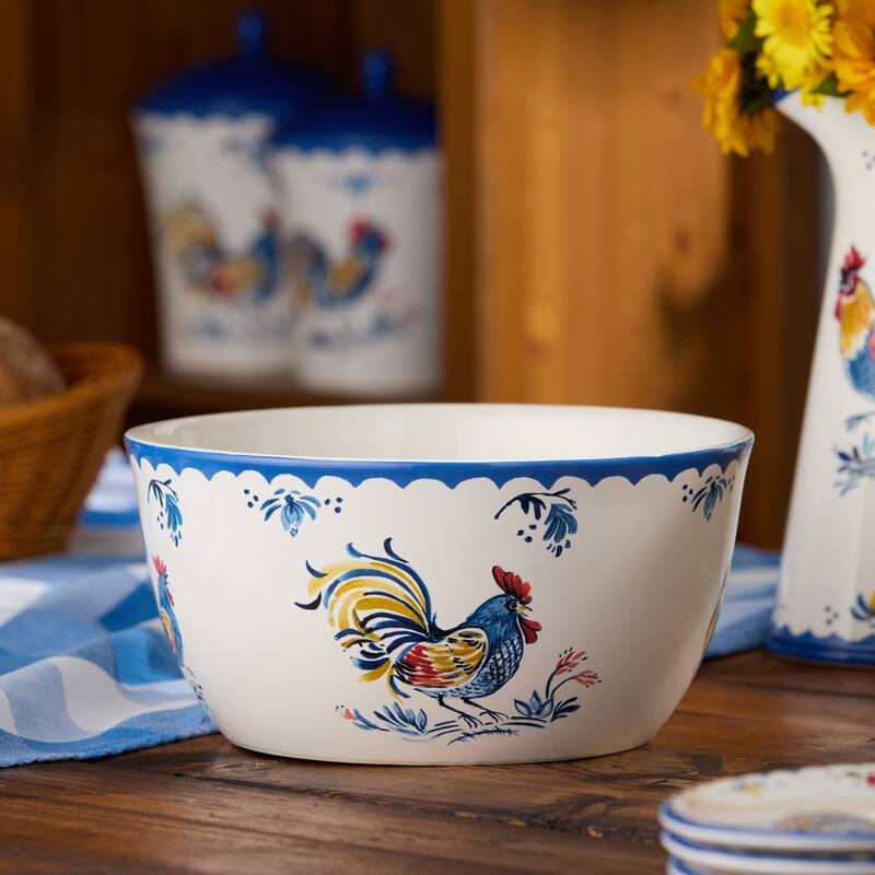Certified International French Rooster 198 oz. Deep Bowl - 11.00"L x 11.00"W x 5.50"H