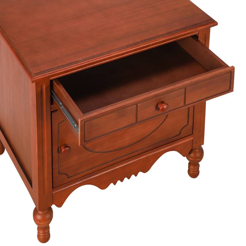 Christopher Knight Home - Marwood Carved Wood Nightstand with Soft-Close Slides and Gourd Legs