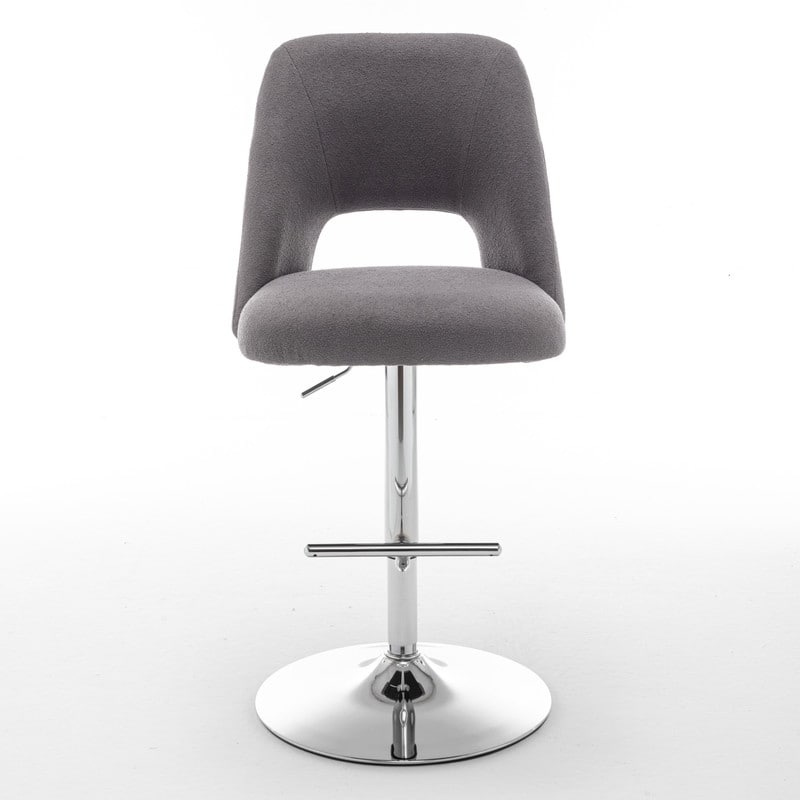 Best Quality Furniture Adjustable Textured Fabric Barstools with Chrome Finish Base (Set of 2)