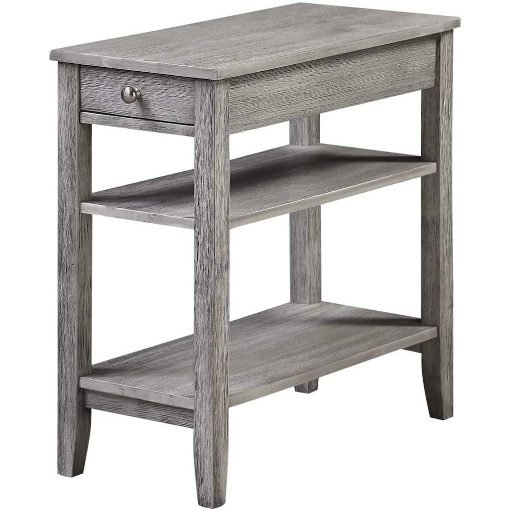 3 Tier End Table with Storage Drawer - Boho Accent Table, Living Room Side Table, Gray Finish, Modern Design - 24