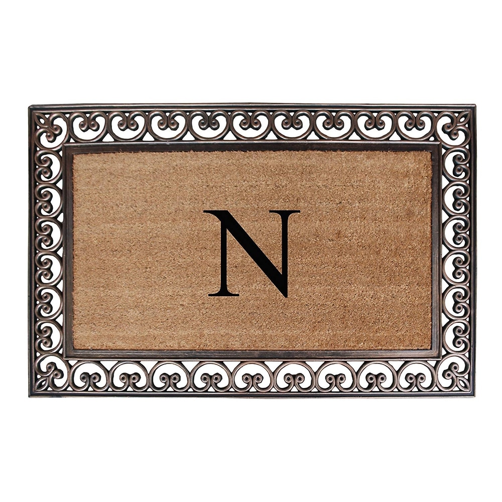 A1 Home Collections Rubber Coir Classic Paisley Border Monogrammed Welcome Entrance Doormat