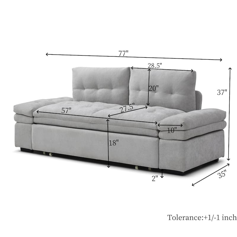 3 in 1 Recliner Sofa Pull Out Sleeper Sofa Bed Linen Loveseat Armchair