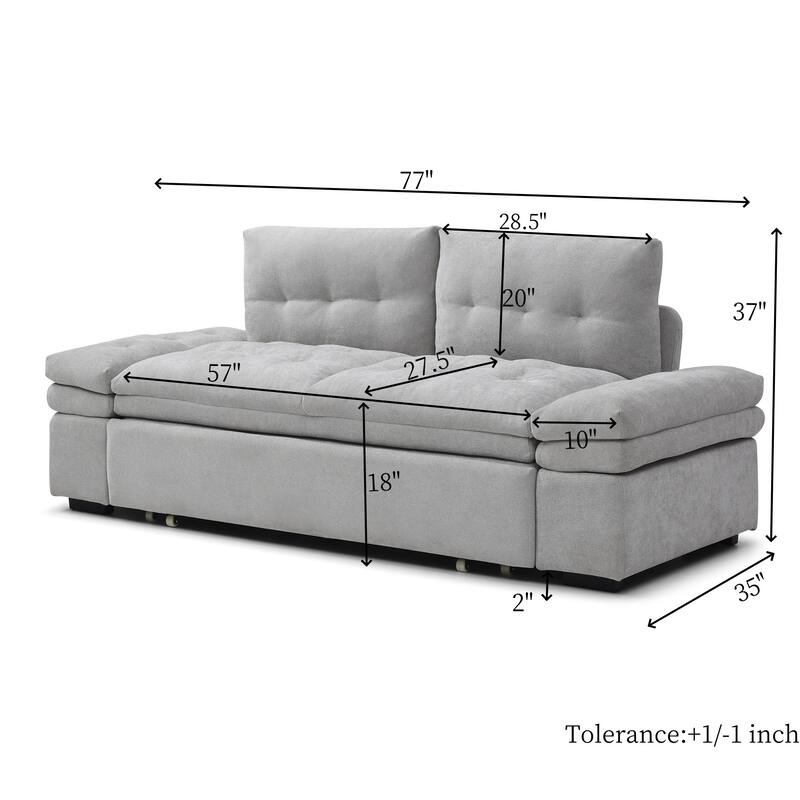 Multi-Functional Sleeper Sofa with Adjustable Armrest, Convertible Sofa Bed Loveseat Upholstery Sleeper Couch