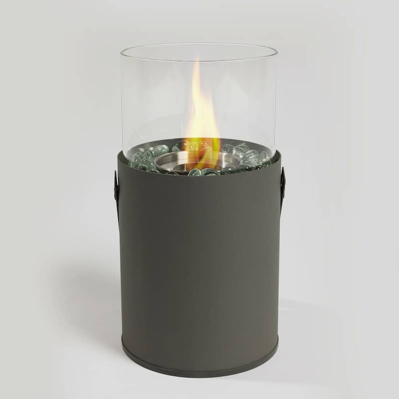 6.3 in. W x 6.3 in. D x 11.8 in. H Round Gel Burning Outdoor Portable Mini Fire Pit