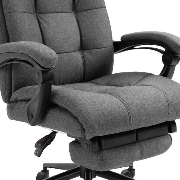 Vinsetto Executive Linen Fabric Home Office Chair With Retractable Footrest Headrest And Lumbar Support On Sale Overstock 31629504