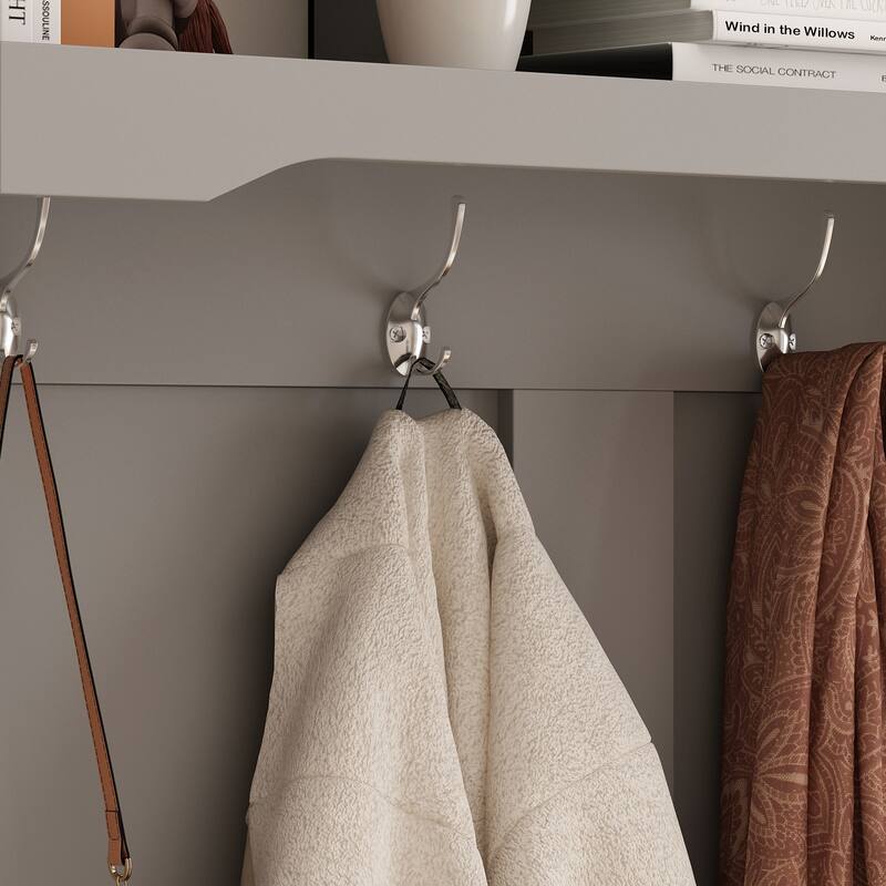 Cubby Wide Hall Tree With Bench Coat Hook 17.3" D x 39.8" W x 67.1" H