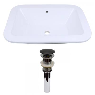 American Imaginations 21.75-in. W Drop In White Vessel Set For Wall Mount Drilling