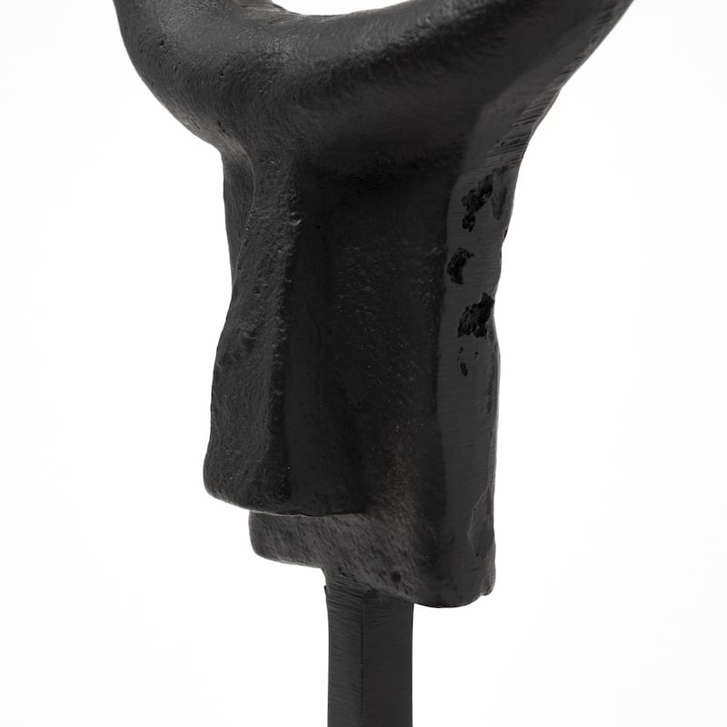 Black Metal Tribal Inspired Sculpture - 5"W x 4"D x 9"H