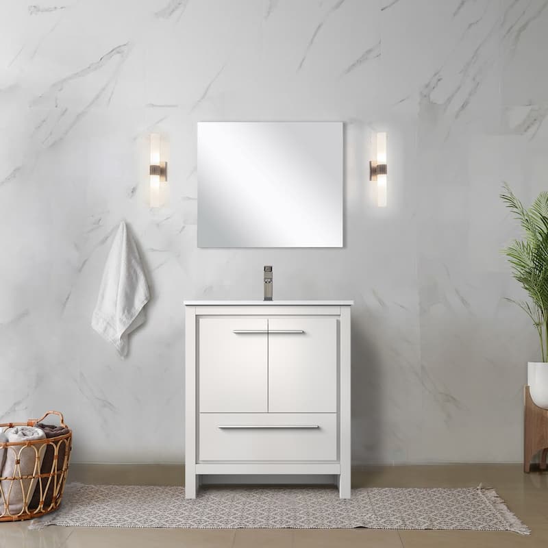 Lafarre Bath Vanity with Quartz Top, Sink, Mirror and Chrome Faucet