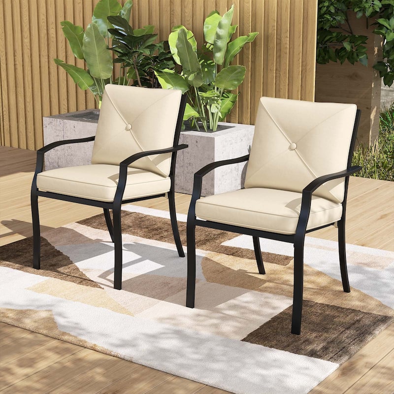 Gymax Outdoor Patio Dining Chair Set of 4 Stackable Garden Chairs with