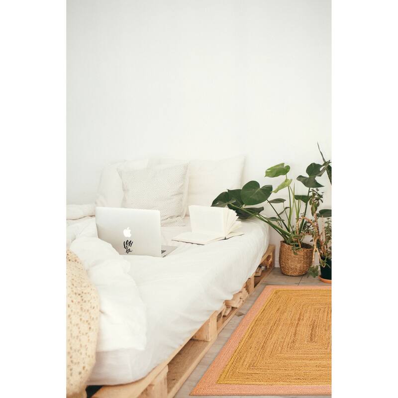 ECARPETGALLERY Braided Weave Palas Denizli Tan Jute Rug - 5'3 x 7'6