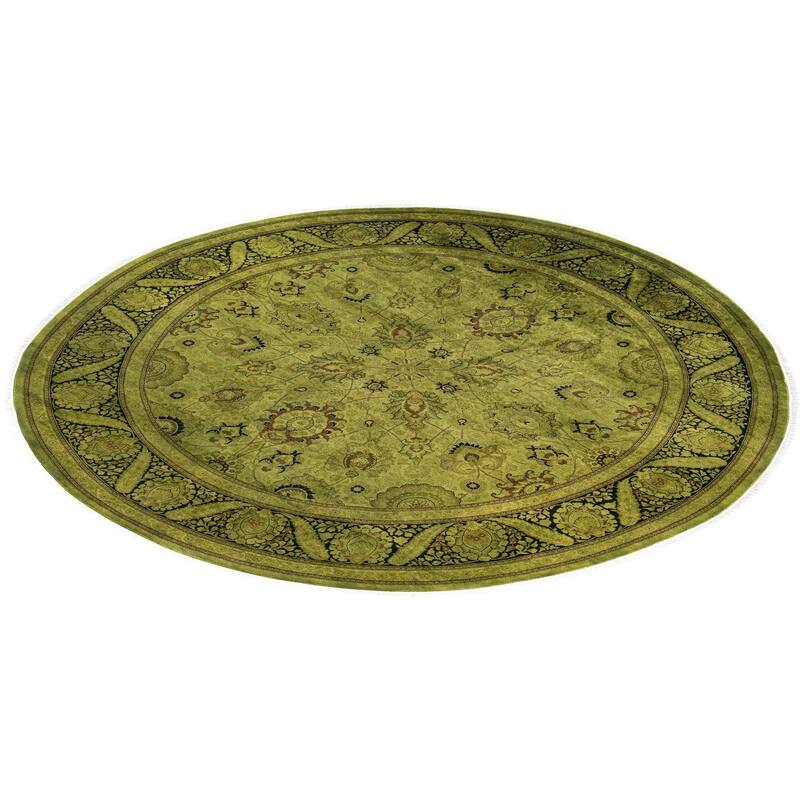 Overdyed One-of-a-Kind Hand-Knotted Area Rug - Green - 9' 1" x 9' 1"