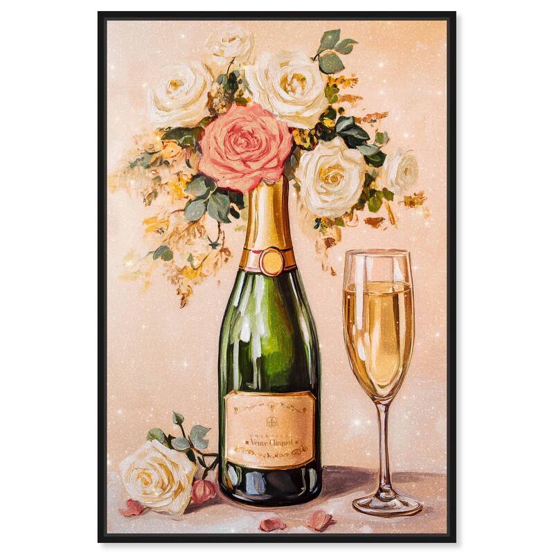 Blooming Champagne Vase Canvas by Art Remedy - Black - 24" x 36"