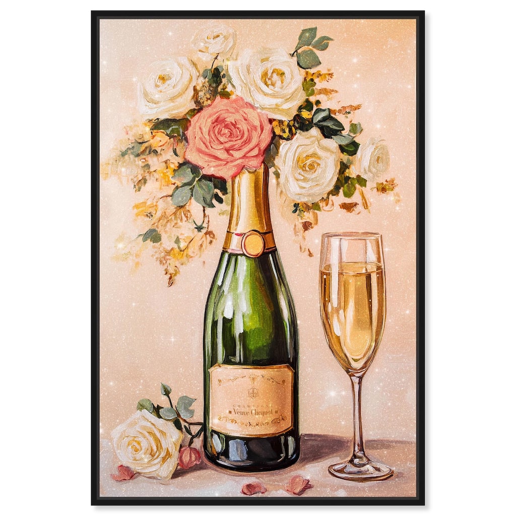Blooming Champagne Vase Canvas by Art Remedy