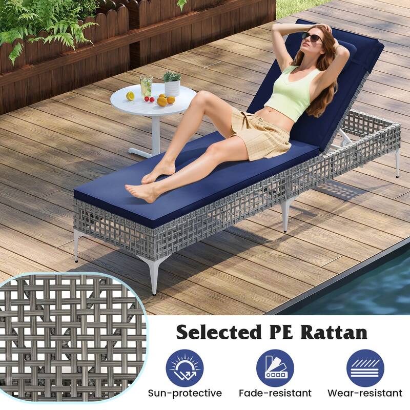Costway 1/2 PSC Patio Chaise Lounge Chair with 6-Level Adjustable - See Details