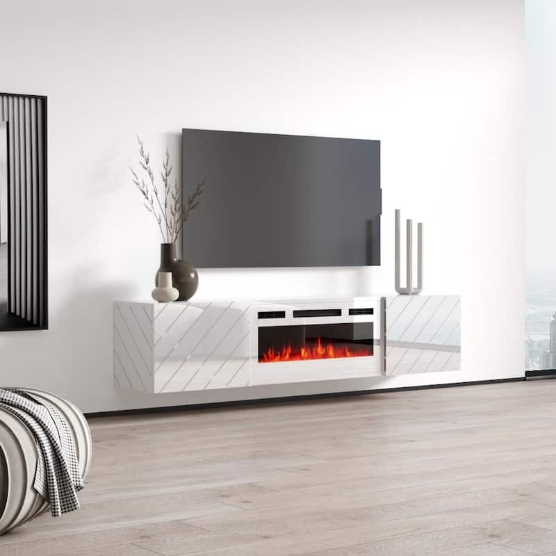 Luxe WH-EF Wall Mounted Electric Fireplace Modern 72" TV Stand