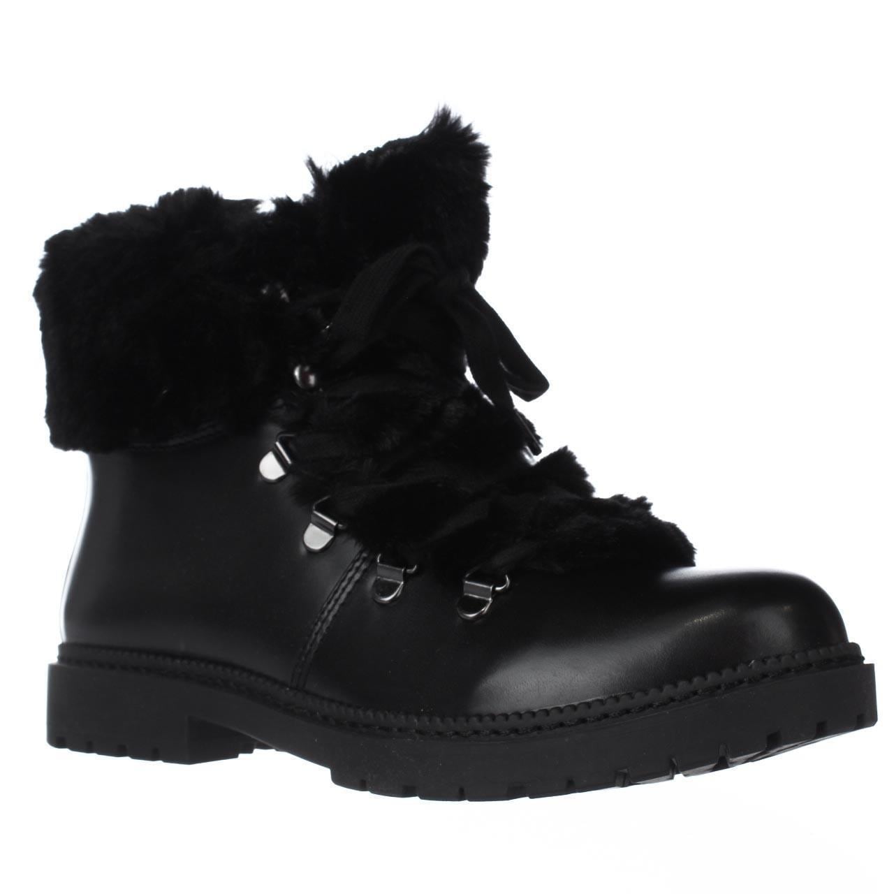black combat boots with fur