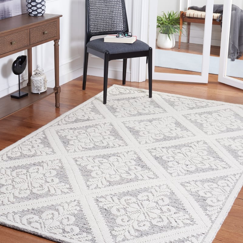 SAFAVIEH Handmade Vermont Davina Wool Rug - 6' x 9' - Ivory/Grey