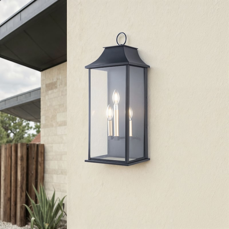 Maxax Black Metal Glass Shade Outdoor Wall Light
