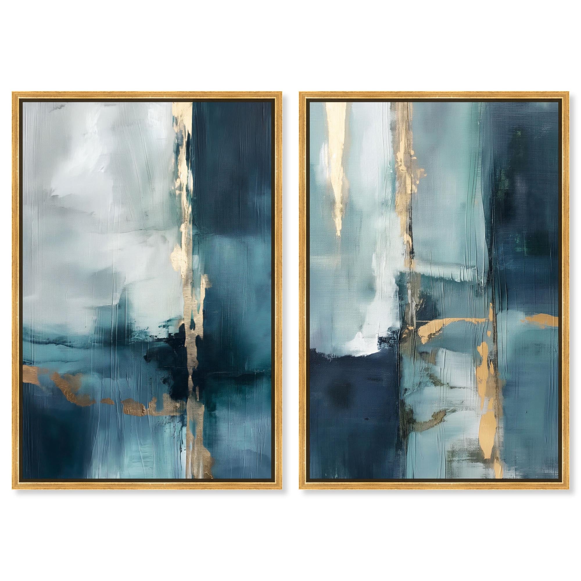 Golden Luxe Blue Glam Set Canvas by Art Remedy