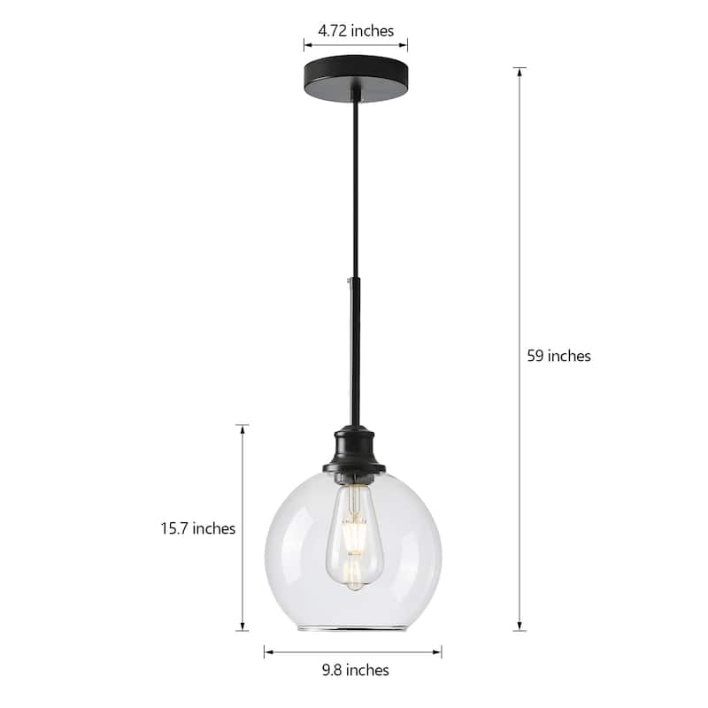 Starsky 1-Light 9in. Modern Globe Single Clear Glass Pendant Light