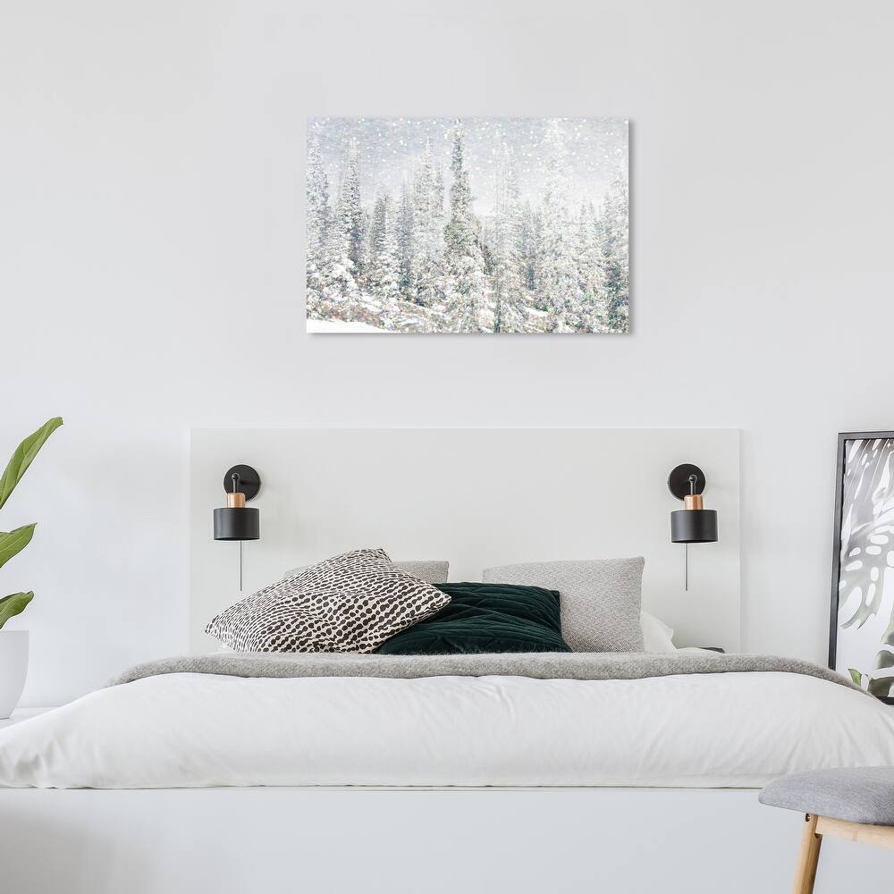 Wynwood Studio Holiday and Seasonal Wall Art Canvas Prints 'Magic Snow Trees' Winter Home Décor - Gray, White