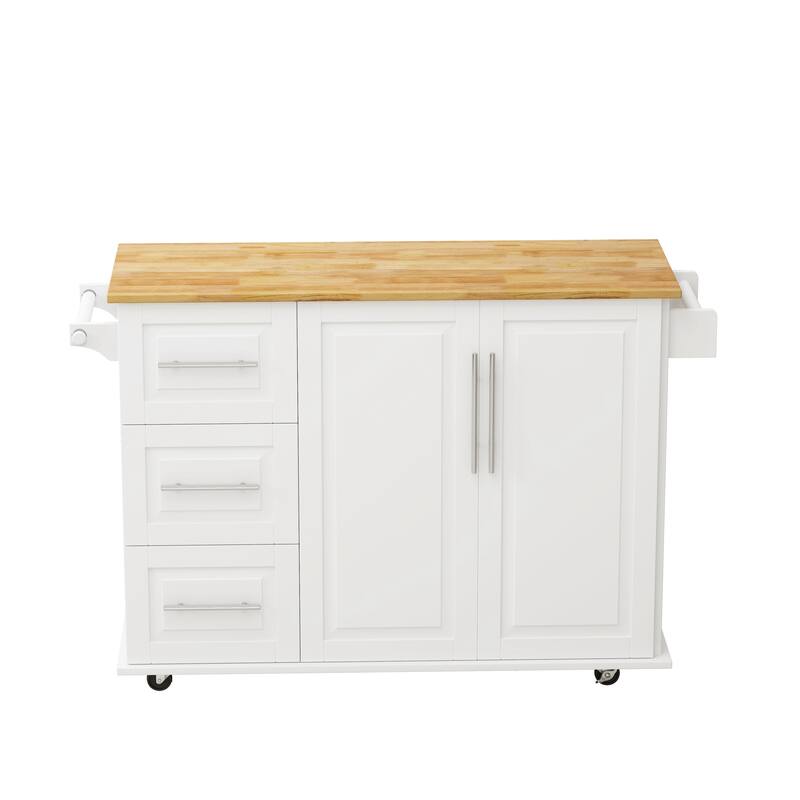 Kitchen Island Cart with 2 Door Cabinet and Three Drawers