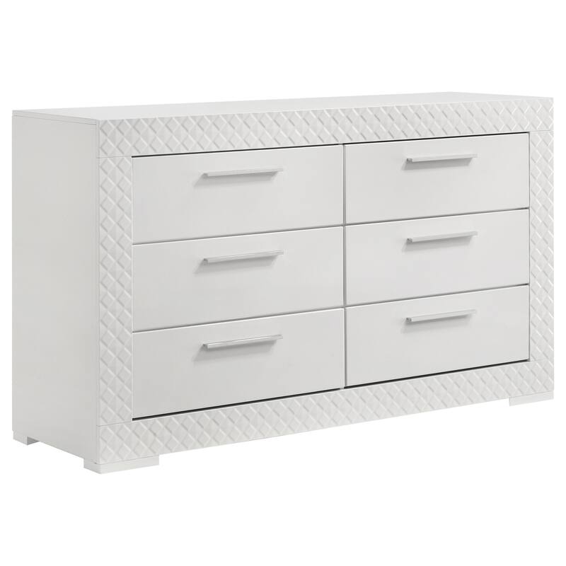 Ives 6-drawer Dresser and Mirror High Gloss - Dresser (White High Gloss)