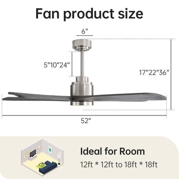 dimension image slide 8 of 18, Modern Ceiling Fan With Light Smart Life APP Remote Control Timer For Alexa Google Bedroom Farmhouse