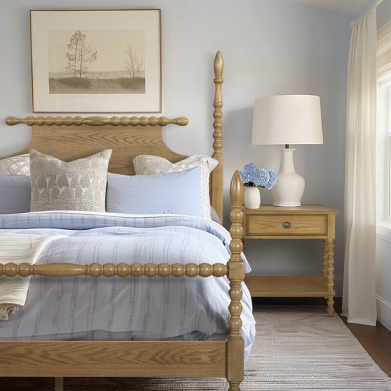 Roomfitters Beckett Accent Nightstand, Traditional Wood Side Table with Two Storage Compartments and Lower Shelf, Natural