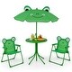 preview thumbnail 3 of 4, 4 Pieces Kids Picnic Set with 2 Folding Chairs and Height Adjustable Umbrella-Light Green
