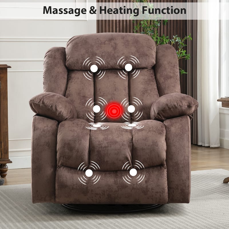 360° Rotatable Swing Manual Massage Rocker Recliner With Heat And Vibration