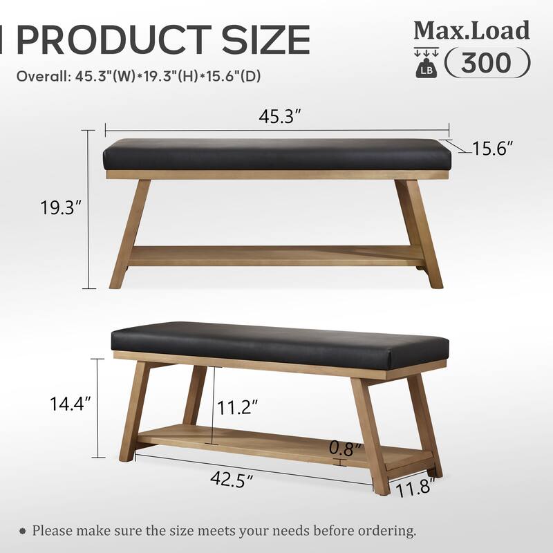 Solid Wood Shoe Bench with Cushion Entryway Shoe Bench