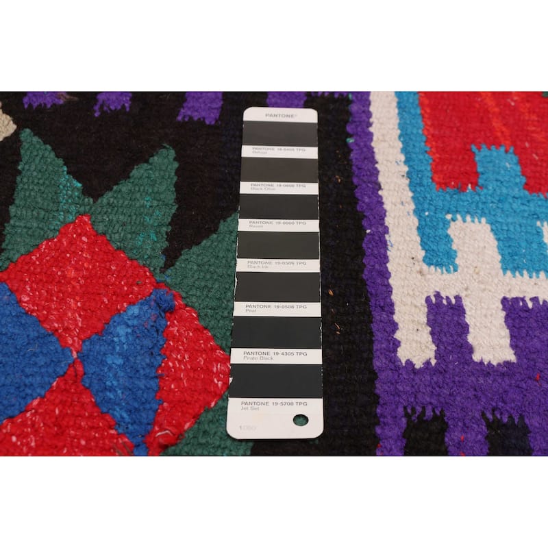 ECARPETGALLERY Flat-Weave Ankara Black, Red Cotton Kilim - 7'10 x 12'8
